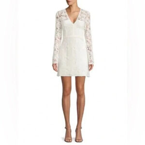 Stylestalker "NEW" White Eryn Floral V-Neck Long Sleeve Sheer Lace Dress Size M